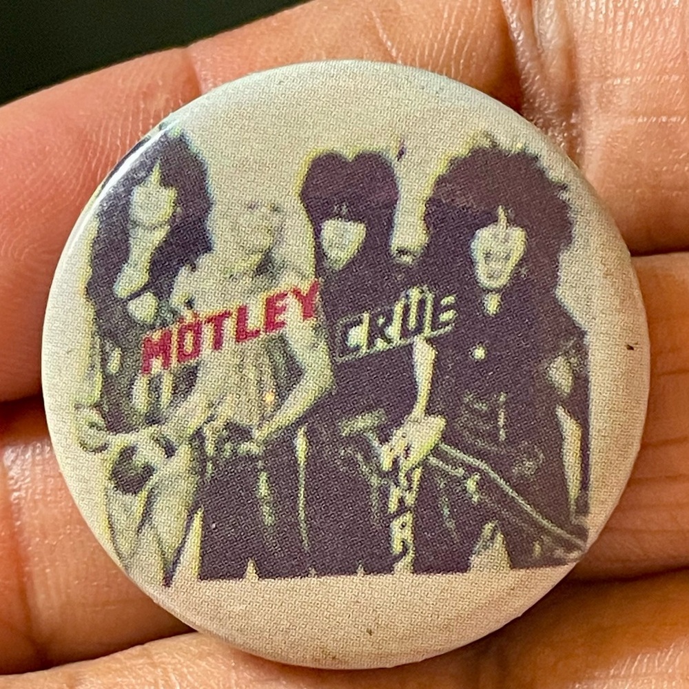 Vintage Motley Crue Band Button from the 1980s.